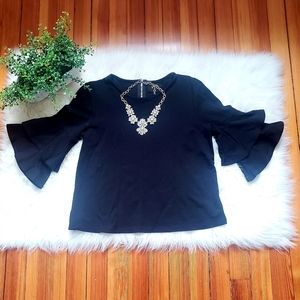 EUC Black Bell Sleeve Top (Size S)
